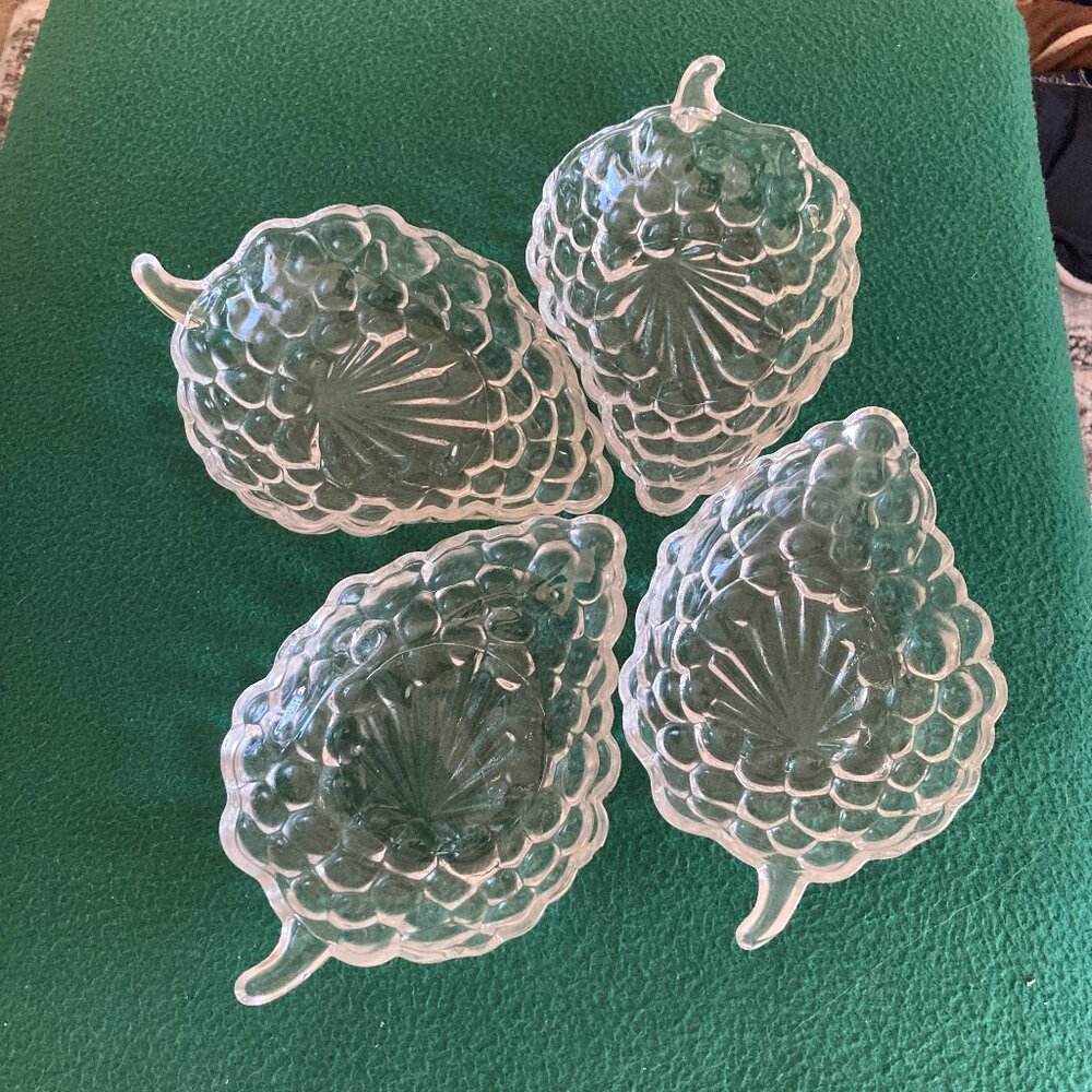 Crystal Leaf Shaped side Dishes - Set of 4